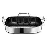 HexClad Hybrid Nonstick Roasting Pan with Rack, Dishwasher-Friendly, Oven-Safe Up to 900°F, Compatible with All Cooktops