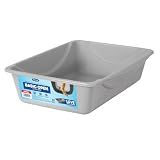 Petmate Basic Open Cat Litter Pan, Multidirectional Easy to Clean Plastic Litter Box, Gray, Made in USA, 14" x 10.5" x 3.5", Small Recommended for Kittens and Small Cats