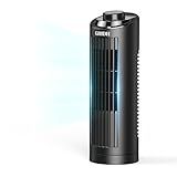 GRIDR Tower Fan for Bedroom (2025 New), Quiet Safe Bladeless with 3 Speeds, Portable Desk Fan with 80° Oscillation, Fast Cooling, Space-Saving, 13" Table Fan for Home Desktop