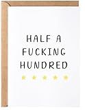 Half a Hundred Birthday Card - Funny 50th Birthday Gifts for Women Men - 50 Year Old Party Supplies Decorations for Him Her - Sarcastic Rude Fiftieth Milestone Bday Present for Mom Dad Husband Wife