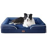 Bedsure Orthopedic Dog Beds Large Sized Dog - Washable Large Dog Cat Bed Waterproof, Comfort Dogs Couch Sofa with Washable Removable Cover, Pet Bed with Nonskid Bottom, Blue Navy, 35"