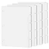 Binder Dividers for 3 Ring Binder, 1/5 Cut Tabs, Letter Size, Blank Write On Page Dividers with 5 Big Tabs for School Office Home, 4 Sets, 20 Dividers, White