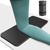 HASSLICKIT Yoga Knee Pad Cushion, 24 x 9.8 x 0.8 in Thick Mini Yoga Mat, Odor-Free NBR Workout Mat with Storage Strap, Small Exercise Mat for Yoga, Pilates, Kneeling, Planks & Home Gym, Black