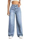Mars power Straight Leg Jeans for Women,High Waisted Wide Leg Loose Stretchy Boyfriend Denim Pants Baggy Jeans for Women (US, Alpha, Medium, Regular, Regular, Lightblue)