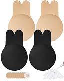 Sticky Bra for Women,Rabbit Ear Lift Up Adhesive Bras,Backless Strapless Push Up Bra for Deep V Dresses,with Nipple Covers