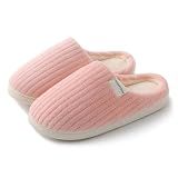 HUXMEYSON Slippers for Women, Warm Memory Foam Comfy House Slippers with Anti-Skid Rubber Sole for Indoor and Outdoor