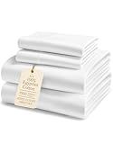 100% Egyptian Cotton Sheets King Size - 1000 Thread Count Silky Sateen King Size Sheets Set, Naturally Cooling & Breathable, Ultra-Soft Hotel Luxury Sheets with 15" Snug Fit Deep Pockets - White