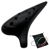 Aestivate 12-Hole Ocarina Alto C, Black Plastic, Easy to Learn, Perfect for Beginners and Gifts