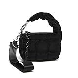 DOYOGI Mini Quilted Wristlet Bag for Women, Puffer Handbags,Evening Bags,Charm Lipstick Bag,Cute bag Charm for Gift (Black)