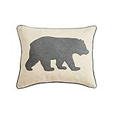Eddie Bauer Home Throw Pillow with Zipper Closure, Perfect Luxurious Bedding Set for Bed or Sofa, 16" x 20", Bear Twill Grey