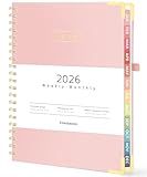 Forvencer 2026 Planner, Hardcover Calendar Planner Weekly and Monthly, Jan 2026 - Dec 2026, 8.5" x 11", Spiral Daily Organizer for Home School, Pink