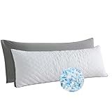 WhatsBedding Memory Foam Body Pillow with Removable Pillowcase-Fluffy Body Pillows for Adults -Large Long Bed Pillows for Sleeping - 20x54 inch, White