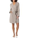 Amazon Essentials Women's Lightweight Cotton Waffle Mid-Length Bathrobe (Available in Plus Size), Smokey Grey, Medium