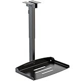WALI Projector Ceiling Mount Tray，Projector Wall Mount Holds up to 22lbs, Height Adjustable Universal Projectors Mount, No Hole Installation, Hidden Cable Routing, Black(PM-005-B)