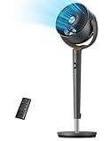 Dreo Fan for Bedroom, 120° Oscillating Standing Fans, Quiet Floor Fan with DC Motor, 100ft Pedestal Fans for Room, 9 Speeds, 4 modes, 20dB, 120° Manual Vertical, 37-42" Adjustable Height, 9H Timer