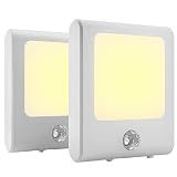 MAZ-TEK Plug in Motion Sensor Lights with Adjustable Brightness,Warm White Motion Activated Led Night Light for Hallway, Stair, Corridor, Kitchen, Living Room, Garage, Basement, Utility Room,2 Pack