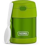 THERMOS FUNTAINER Insulated Food Jar, 10 Ounce, Kid Friendly Food Jar with Foldable Spoon, Lime