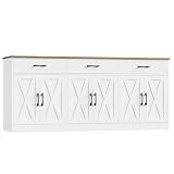 HOSTACK 71"W Farmhouse Kitchen Sideboard Buffet Cabinet with Storage, White
