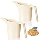 Relaxweex 2 Pcs Bird Seed Scoop, Pet Food Bird Seed Scoop Large Capacity Suitable Narrow Spout Suitable for Tube Feeders for Filling Avian Birds Feeders Small Animal Food (Beige)