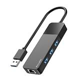 USB to Ethernet Adapter, 3xUSB 3.0 and 1000M RJ45 Network Hub for Laptop