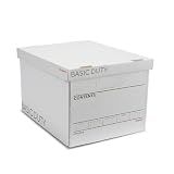 Staples Corrugated File Box, Lift-Off Lid, Letter/Legal, White/Black, 10/Pk
