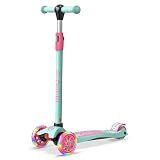 Dribbl 3-Wheel Kids Scooter - Lean-to-Steer Technology, Adjustable Height Handlebar, Wide Anti-Slip Deck, Scooter for Boys & Girls Ages 3+, Child Safety Approved, Support Riders Up to 165 lbs, Candy