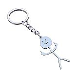 Meimimix Stainless Steel Funny Doodle Keychain Middle Finger Pendant Keyring Long Distance Friendship Jewelry for Men Women (Silver)