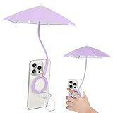 Magnetic Umbrella Phone Stand for Sun Protection,Adjustable Sun Shade Shield for iPhone 16/15/14/13/12 Pro Max,Samsung & Google,Detachable Ring Stand,Heat-Resistant Design,Car Mount Compatible-Lilac