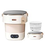 Portable Washing Machine,Mini Washer 15L Upgraded With Spin Basket,Small Clothes Folding Washing Machine Of Underwear, Baby And Small Clothes,Suitable For Home Apartments Dormitories, Hotels Khaki