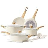 SENSARTE Ceramic Cookware Sets, Pots and Pans Set Non stick, 14 Piece Induction Cookware, Non toxic Healthy Non Stick Kitchen Cooking Set, with Frying Pans Set, PFAS PTFE PFOA PFOS Free