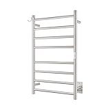 NORTTA Wall Mounted Towel Warmer 8 Bars with Plug-in and Hardwired Options 3 Working Modes Brushed Stainless Steel 21” W 34” H