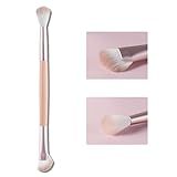 Dual-ended nose contouring brush, fan-shaped nose contouring makeup brush. Vegan synthetic makeup brush, ideal for blending liquids, creams, and pressed powders to achieve a smooth finish