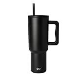 Simple Modern 40 oz Trek Tumbler with Handle and Straw Lid | Cup Holder Friendly Insulated Stainless Steel Travel Mug | Midnight Black