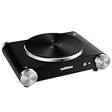 CUSIMAX Electric Hot Plate for Cooking Portable Single Burner 1500W Cast Iron hot plates Heat-up in Seconds Adjustable Temperature Control Stainless Steel Non-Slip Rubber Feet Upgraded Version B101