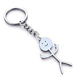 Meimimix Stainless Steel Funny Doodle Keychain Middle Finger Pendant Keyring Long Distance Friendship Jewelry for Men Women (Silver)