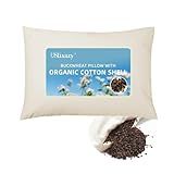 USlixury Organic Buckwheat Pillow for Sleeping - 14"X20" Buckwheat Hull Pillow with Organic Cotton Shell, Adjustable Height and Firmness, Firm Neck Support for Back/Side Sleepers, Cool Sleep, White