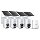 SOLIOM- 5MP Security Cameras Wireless Outdoor, No Subscription & Solar Powered,4-Cam Pack Cameras for Home Security with 360° Auto Motion Tracking, 3K Color Night Vision,5G & 2.4G Router Compatible