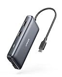 Anker Laptop Docking Station, 8-in-1 USB-C Hub, 4K Dual Monitor USB C Adapter with 2 HDMI, 1 Gbps Ethernet USB Hub, 100W Power Delivery, SD Card Reader for MacBook Pro, XPS and More