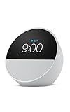 Amazon Echo Spot (newest model), Great for nightstands, offices and kitchens, Smart alarm clock with Alexa, Glacier White