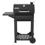 Nexgrill 22" Barrel Charcoal Grill with Side Shelf, 550 SQ In Cooking Space, Adjustable Chimney, Air Dampers, Temperature Gauge, Warming Rack, Smoker Grill for Camping, Picnics, and More - 810-0025