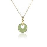 Lucky Green Jade circle Pendants Silver Necklace Jewelry for Women Genuine 14K Gold Plated 925 Sterling Silver Boho Gift bonus step daughter in law Christmas birthday graduation mother day valentines