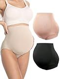 HOFISH Maternity Support Underwear for Women No Show Seamless Pregnancy Shapewear Underpants 2Pack Black Pink X-Large