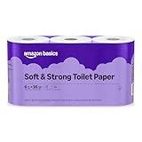 Amazon Basics Soft and Strong 2-Ply Toilet Paper, 6 Ultra Rolls = 24 Regular Rolls, Unscented, 340 Sheet (1 Pack of 6), Packaging May Vary