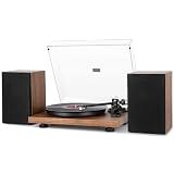1 BY ONE Bluetooth Turntable HiFi System with 36 Watt Bookshelf Speakers