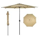 Abba Patio 9FT Lyon Outdoor Patio Umbrella Outdoor Table Umbrella with Push Button Tilt and Crank Market Umbrella 8 Sturdy Ribs UV Protection Waterproof for Garden Deck Backyard Pool Tan