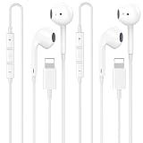 2 Pack Apple MFi Certified iPhone Headphones Wired with Lightning Connector