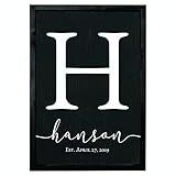 Framed Family Name Sign Personalized Monogram - Choose From Four Sizes (16"x 24", Black Frame, Black Background)