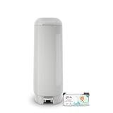 Diaper Genie Signature Pail (Grey) Includes 1 Easy Roll Refill with 18 Bags | Holds Up to 846 Newborn-Sized Diapers Per Refill