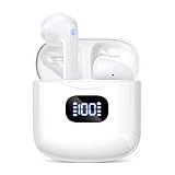 KTGEE Wireless Earbuds Bluetooth 5.3 Headphones, 40Hrs Playback Stereo Ear Buds with LED Display Charging Case IPX7 Waterproof in-Ear Earphones with Mic for Phone Tablet Laptop Sports, White