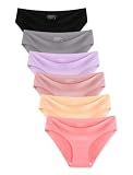 MISSWHO Womens Underwear Seamless Bikini Comfortable Panties No Show Invisibles Soft Ladies Stretchy Low Rise Hipster Briefs 6 Pack, M